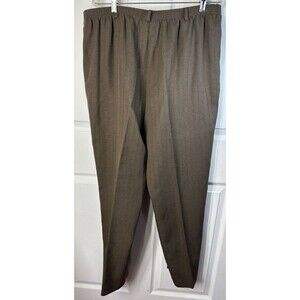 Alfred Dunner Slacks Pants Wm 18 Brown Pull On Pin Stripe Belt Loops pockets